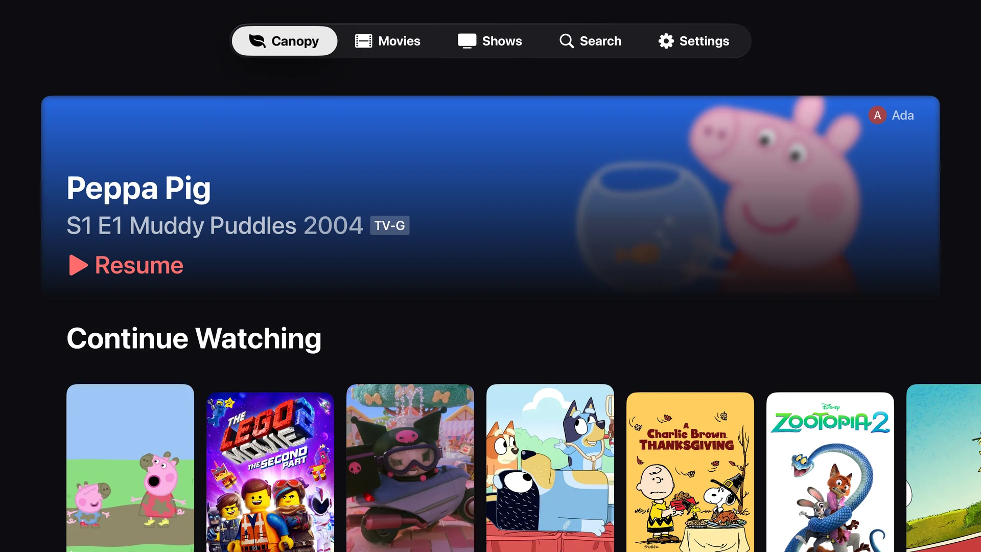 Canopy Kids on Apple TV